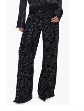 Good American Good Ease Rhinestone Wide Leg Pants Size 4